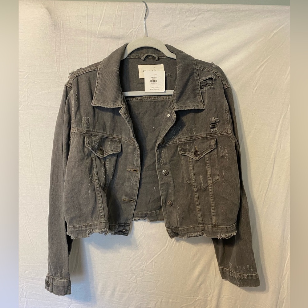 distressed denim crop jacket